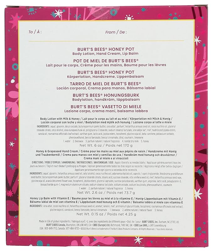 Burts Bees Honey Pot Holiday Gift Kit, 1 EA-VivaGrace Women
