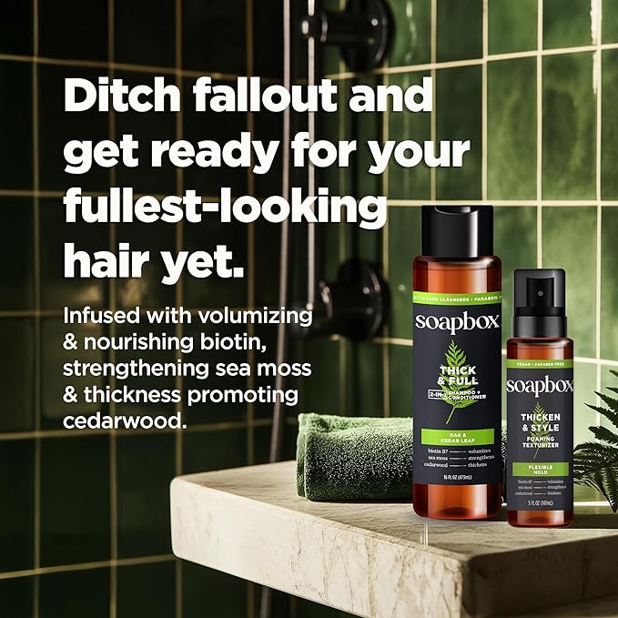 Soapbox Men's Thick and Full 2 in 1 Shampoo and Conditioner Men, Natural Mens Shampoo and Conditioner, Oak & Cedar Leaf, 16oz-VivaGrace Women