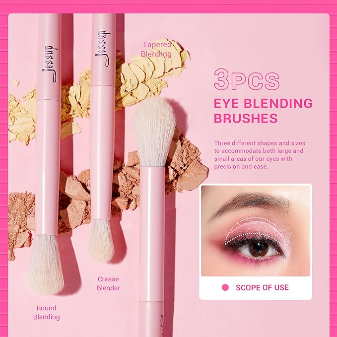 Jessup Eyeshadow Brush Set 10Pcs Pink Eye Makeup Brushes Concealer Brush Premium Synthetic Eye shadow Eyeliner Smudge Crease Blending Brush for Makeup, T496-VivaGrace Women