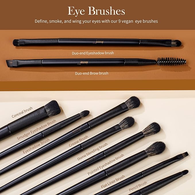 Makeup Brushes Set Jessup Make up Brushes 14Pcs Black Kabuki Foundation Eyeshadow Contour Concealer Powder Eyeliner Crease Eyebrow Blending Brush, T336-VivaGrace Women