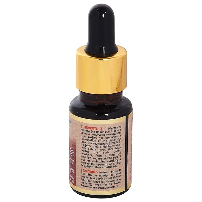 ROOTS AND HERBS Ayurvedic Natural Treatment 100% Vegan No Paraben Nutmeg Undereye Nourishment Oil for Men and Women -10 ml-VivaGrace Women