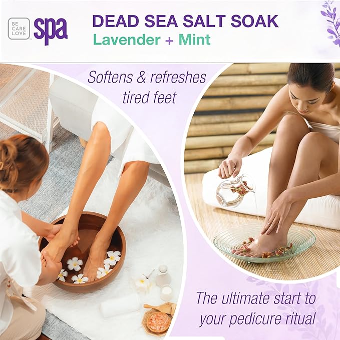 BCL SPA Dead Sea Salt Soak - Bath Salt with Organic Lavender + Mint, Shae Butter, Arnica, Aloe Vera Juice, Chamomile, Argan Oil & Jojoba Oil Skin Exfoliator- Home/Professional Use 16 fl oz-VivaGrace Women