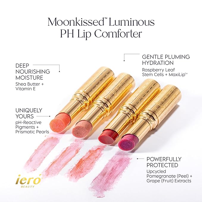 ieró Beauty Moonkissed Luminous PH Tinted Lip Balm w/Shea Butter & Vitamin E, Lip Care Moisturizer, Lip Plumper for Soft & Supple Lips, Paraben Free, Vegan, Sheer Berry w/Blue-Violet Shimmer-VivaGrace Women