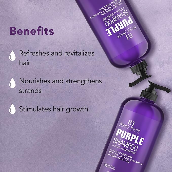 Botanic Hearth Purple Shampoo 16 Fl Oz | For All Shades Of Blonde, Silver & Gray Hair | With Lavender Oil, Vitamin E & Rosemary Oil | Sulfate & Paraben Free-VivaGrace Women
