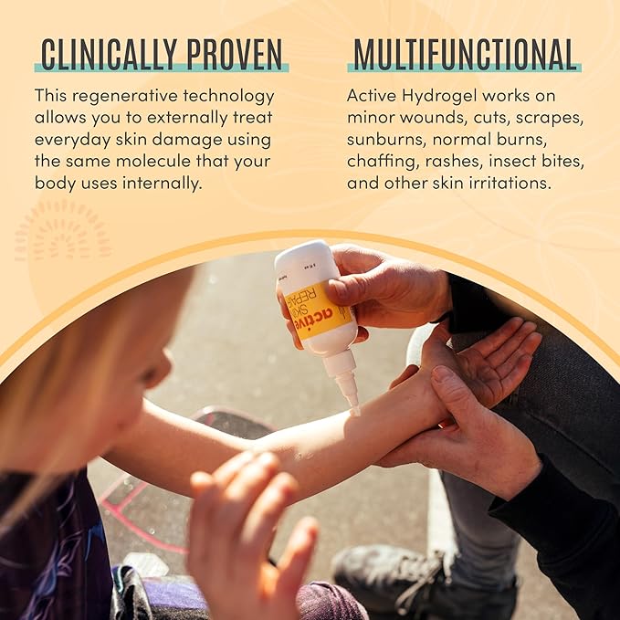 Active Skin Repair First Aid Healing Skin Hydrogel - Natural & Non-Toxic Repairing Ointment with Hypochlorus Acid for Minor Cuts, Wounds, Scrapes, Rashes, Sunburns, & More, 3 oz-VivaGrace Women