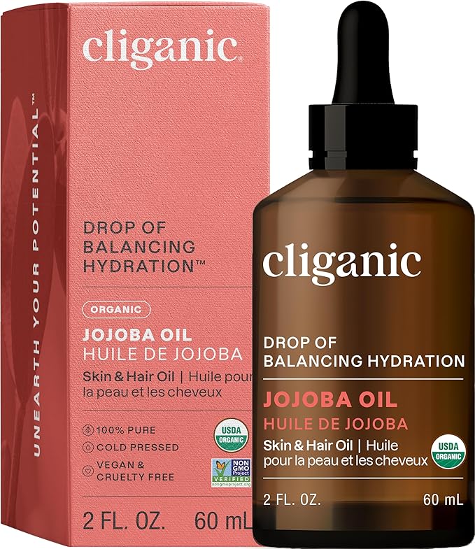 Cliganic Organic Jojoba Oil, 100% Pure (2oz) | Natural Cold Pressed Unrefined Hexane Free Oil for Hair & Face | Base Carrier (Packaging May Vary)-VivaGrace Women