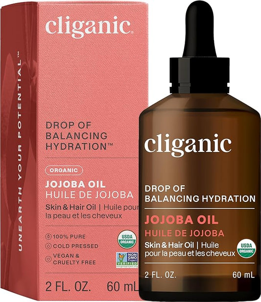 Cliganic Organic Jojoba Oil, 100% Pure (2oz) | Natural Cold Pressed Unrefined Hexane Free Oil for Hair & Face | Base Carrier (Packaging May Vary)-VivaGrace Women
