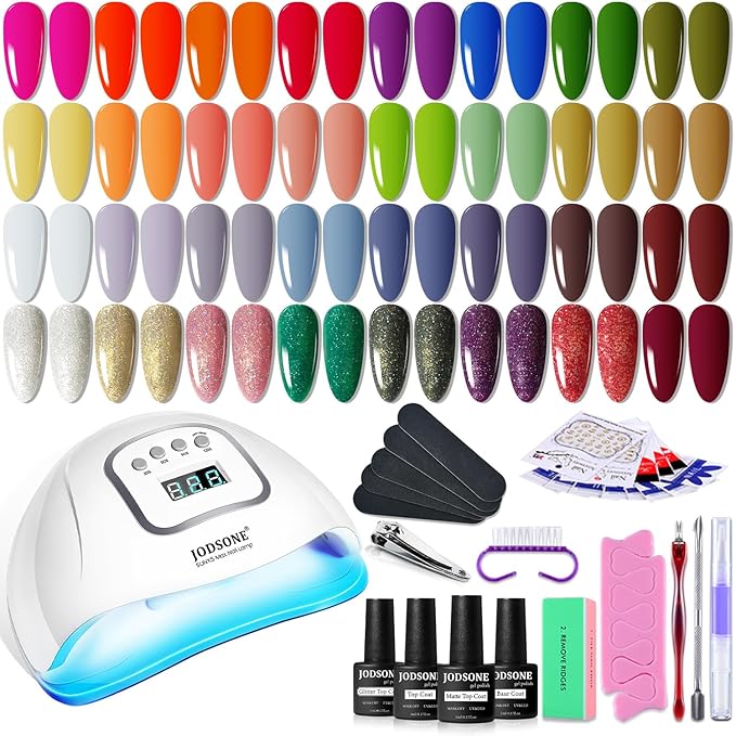 JODSONE Gel Nail Polish Kit with U V Light 32 Colors with Base Coat Matte Glitter Top Coat Gel Nail Set Manicure Salon Tools-VivaGrace Women
