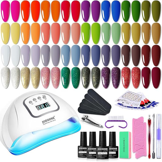 JODSONE Gel Nail Polish Kit with U V Light 32 Colors with Base Coat Matte Glitter Top Coat Gel Nail Set Manicure Salon Tools-VivaGrace Women