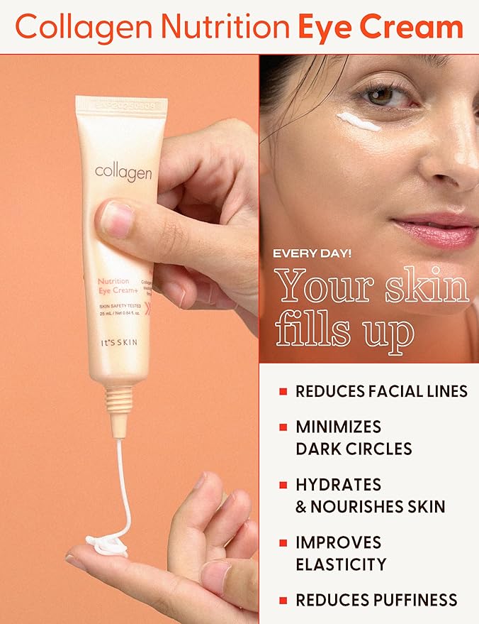 It'S SKIN Collagen Nutrition Eye Cream - Eye Bag Cream Eye Care w/Collagen | Korean Eye Cream for Dark Circles and Puffiness | Beauty & Personal Care Under Eye Cream for Puffiness and Bags 0.88 oz-VivaGrace Women