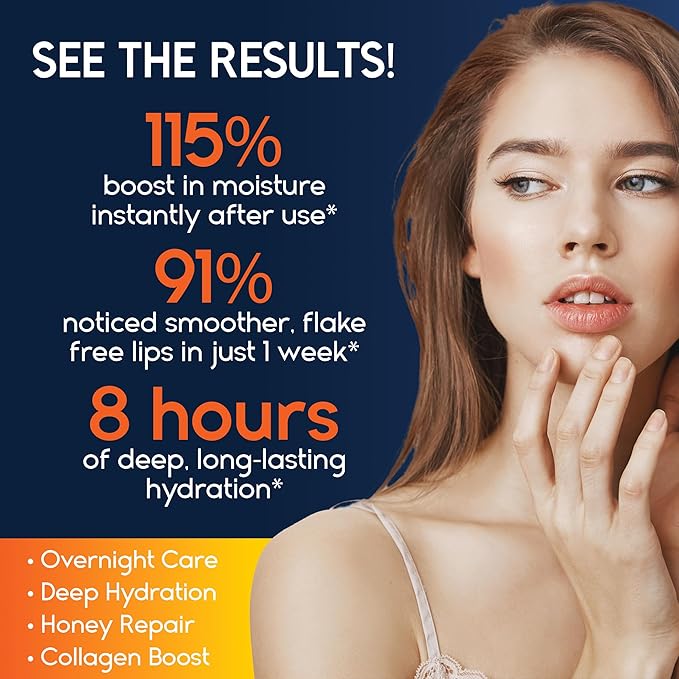 Lip Mask Overnight with Hyaluronic Acid & Collagen, Lip Sleeping Mask for Dry Cracked Lips, Moisturizing, Hydrating, Exfoliating Night Treatment for Lip Care (Peach) (0.7, Honey)-VivaGrace Women