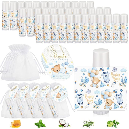 Fumete 50 Pack Bear Baby Shower Party Gifts Favors Bulk Lip Balms for Guests Boys Girls Neutral Gender Reveal Favors for Baby Shower Prizes Souvenirs Bags Stuffer Classroom Prizes-VivaGrace Women