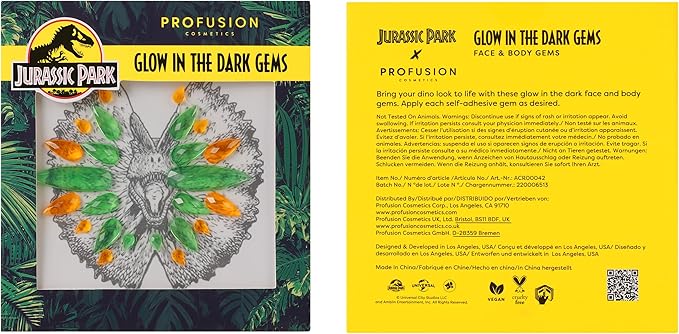 Profusion Cosmetics Jurassic Park Adventure Beauty Set - Experience the Thrills with the Jurassic Park Visitor Set - Face & Body Glow Gems, Chrome Liner, Collectors' Pass & Beauty Headband-VivaGrace Women