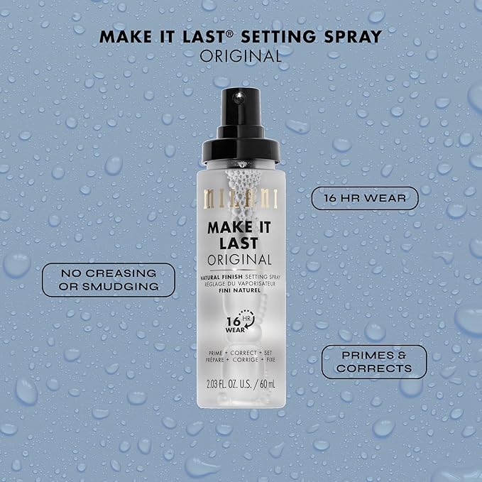 Milani Make It Last Original - Natural Finish Setting SPray - 3-in-1 Setting Spray and Primer- Prime + Correct + Set - Makeup Finishing Spray and Primer - Long Lasting Makeup Primer and Spray - 2 Pack-VivaGrace Women