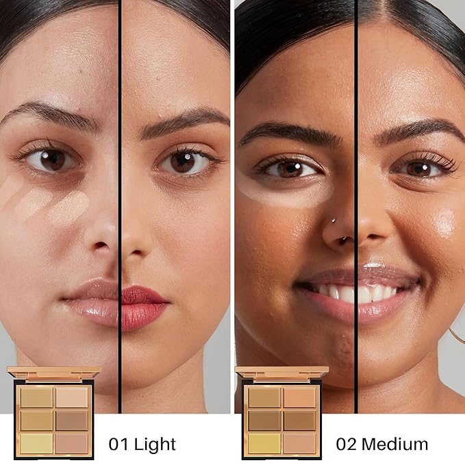FV 6 Colors Cream Concealer Palette, Full Coverage & Long Lasting Colors Corrector Palette for Dark Circles, Redness, Acne with Natural Finish Cream Foundation Palette, 01 Light Shade-VivaGrace Women