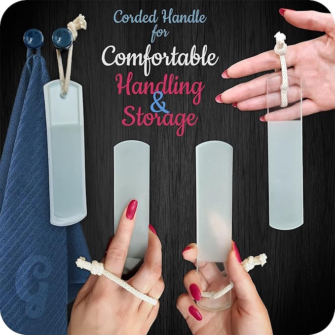 Genuine Czech Glass Foot File by GLADZY - Gentle Callus Remover Foot Rasp, Pedicure & Spa Rough Skin Scrubber, Two-Sided Etched Different Grit Surface, Professional Toenail & Heels Care, Made in EU-VivaGrace Women