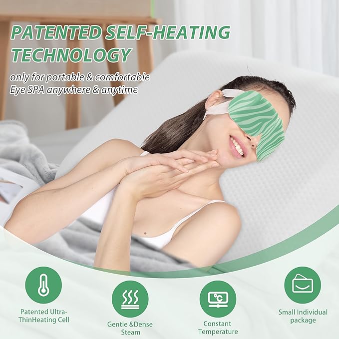 45 Packs Steam Eye Mask Self Heating Moist Eye Compress Disposable SPA Warm Eye Mask for Dry Eyes, Eye Fatigue, Stress Relief, Soothing Headache Travel Trouble Sleeping (Unscented)-VivaGrace Women