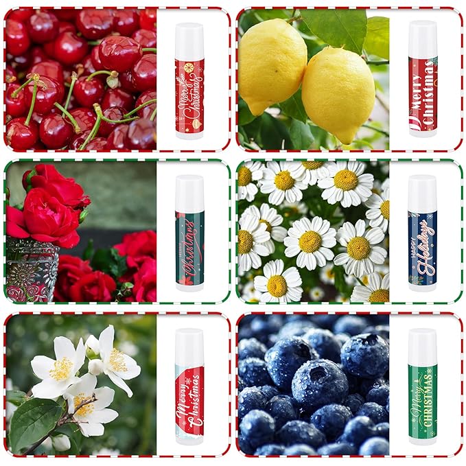 36 Pcs Lip Balm Bulk Easter Basket Stuffers Christmas Gifts for Kids Holiday Lip Balm Moisturizing Stick Lip Care Multipack Flavored Lip Balm for Party Supplies in 6 Flavors (Santa Claus)-VivaGrace Women