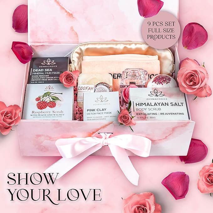 Luxury Spa Gift Set for Women - 9 Piece Self Care Package for Women, Birthday Gifts for Women - Full Size Spa Set with Plant-Based Superfoods, Minerals, & Vitamins - Gifts for Her Box-VivaGrace Women