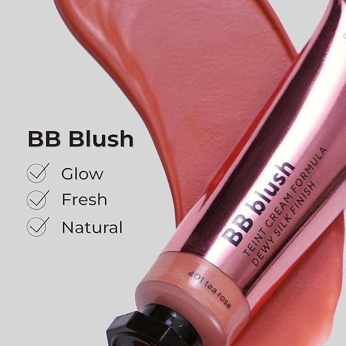 Lamel BB Blush Cheek Makeup - Lightweight and Long Lasting Liquid Blush - Blendable Cream Blush for Cheeks, Natural Finish Cream Contour - Nude Liquid Blush, 401 (Tea Rose) -10ml/0,33fl.oz-VivaGrace Women