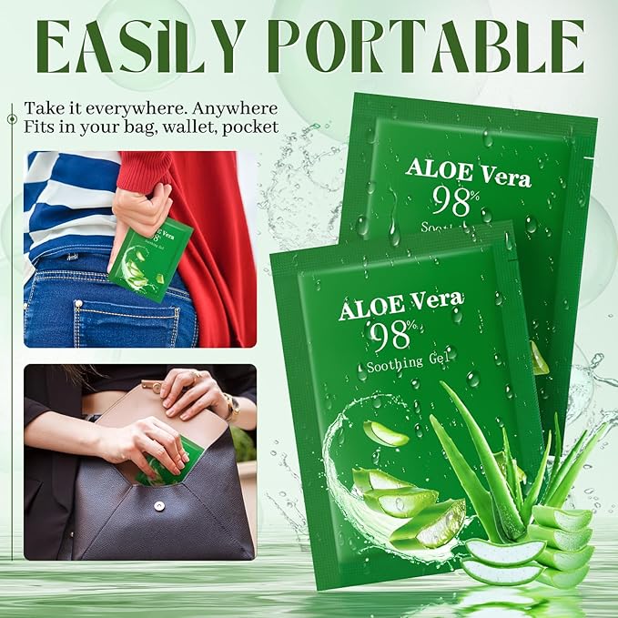 60 Pcs Aloe Vera Gel Bulk Travel Size Soothing Gel 98% Organic Aloe Vera Moisturizer for Skin and Hair Face Moisturizer for Sunburns Relief, Razor Burns, DIY Skincare-VivaGrace Women