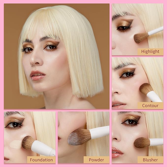 Jessup Makeup Brushes 14Pcs Makeup Brush Set Premium Synthetic Powder Foundation Contour Blush Concealer Eye Shadow Blending Liner Make Up Brush Kit Light Grey with Gift Box, T329-G-VivaGrace Women