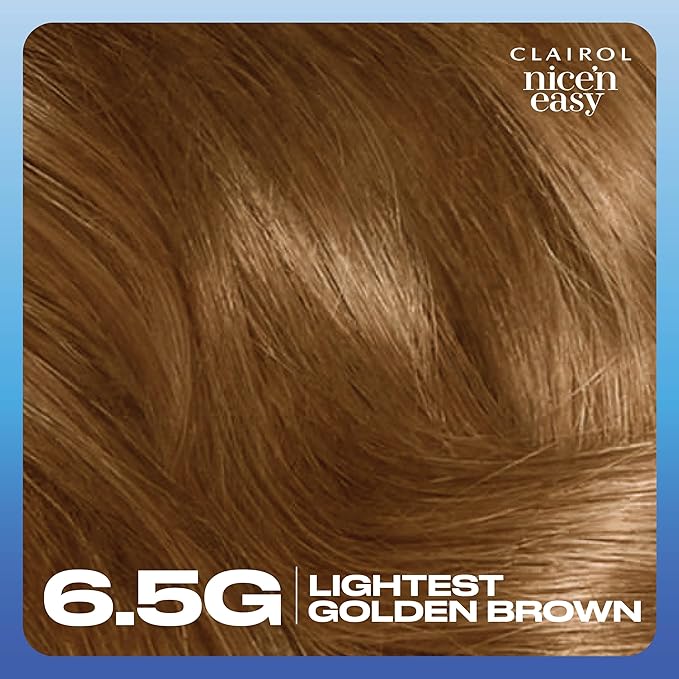 Clairol Nice'n Easy Permanent Hair Dye, 6.5G Lightest Golden Brown Hair Color, Pack of 3-VivaGrace Women