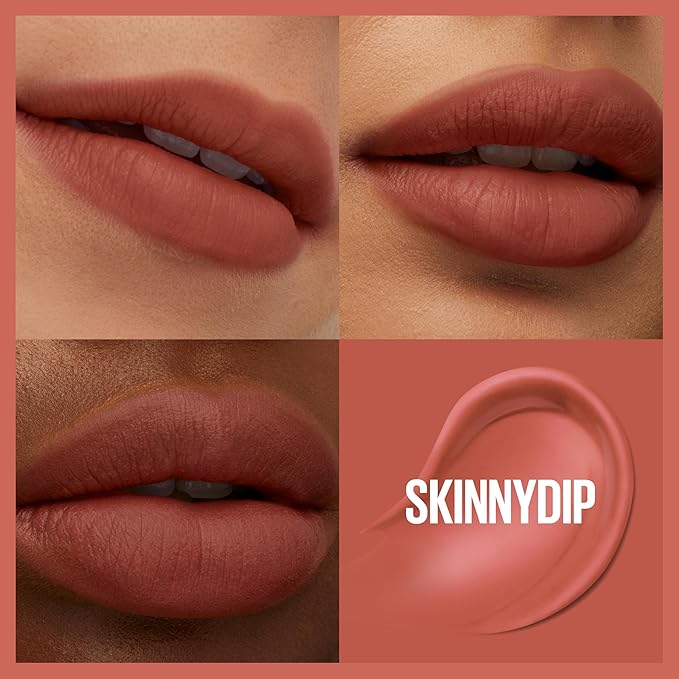 Maybelline Super Stay Teddy Lip Tint, Long Lasting Matte Lipstick For Up To 12HR Wear, Skinnydip, 1 Count-VivaGrace Women