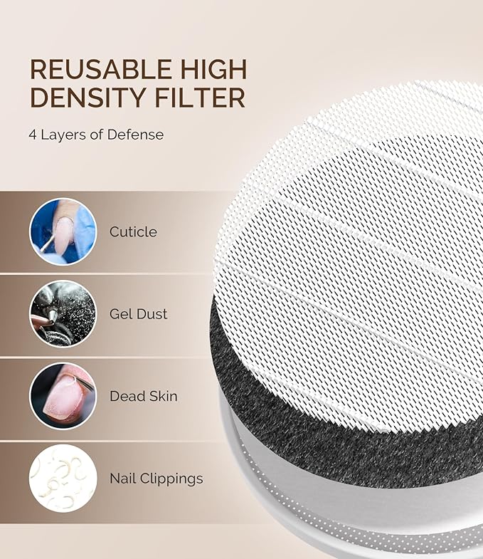 MelodySusie Cordless Nail Dust Collector,Compact Vacuum Fan Rechargeable Dust Collector with Reusable Filter,SProR Powerful Dust Suction Machine for Acrylic Gel Polish Manicure Pedicure at Salon&Home-VivaGrace Women