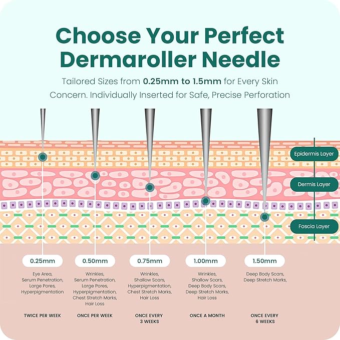 Gin Amber Beauty Mini Derma roller (0.25mm) - 48 Real Individual Needles, Microdermabrasion Device for Skin Care, Serum Absorption with Microneedling, Tool, Hygienic Case (Black Mini 0.25mm)-VivaGrace Women