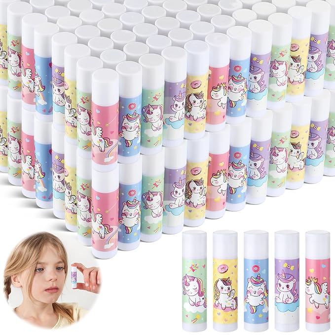 100 Pcs Unicorn Party Favors Lip Balms Bulk for Kids Birthday Party Moisturizing Lip Balm for Unicorn Themed Celebration Gifts Lip Care Products for Classroom Rewards Favor Party Supplies-VivaGrace Women