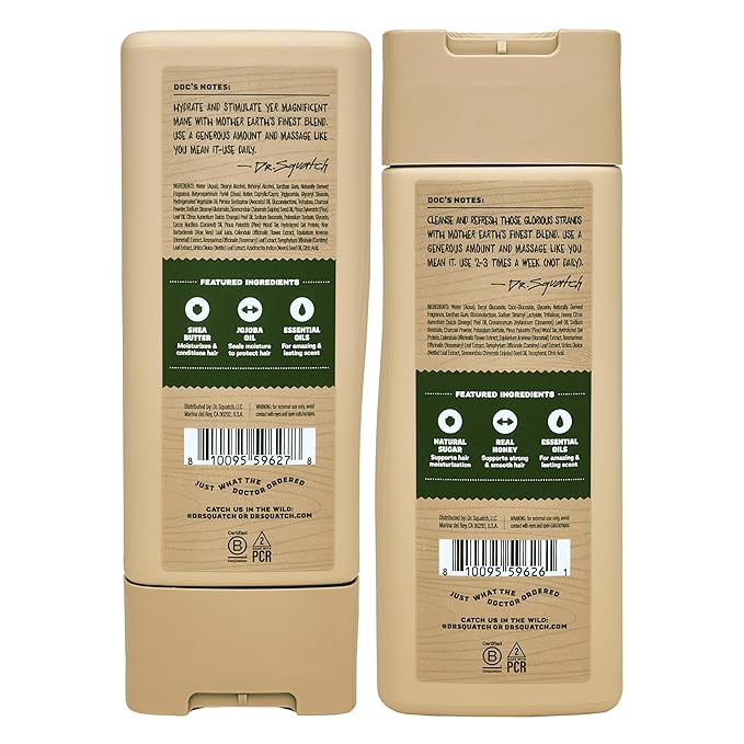 Dr. Squatch Natural Hair Bundle for Men - Healthy, Full Looking Hair - Pine Tar Shampoo (11 fl oz), Pine Tar Conditioner (11 fl oz)-VivaGrace Women