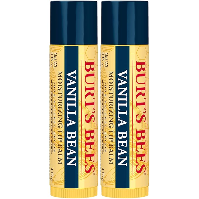 Burt's Bees Lip Balm - Vanilla Bean, Lip Moisturizer With Responsibly Sourced Beeswax, Tint-Free, Natural Origin Conditioning Lip Treatment, 2 Tubes, 0.15 oz.-VivaGrace Women