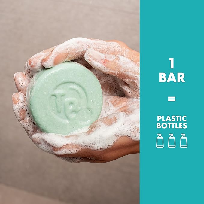 Castor Oil Shampoo & Conditioner Bar Set Bundle – With Peppermint Essential Oils & Biotin – Nourishing, Volumizing & Strengthening – Plastic-Free, Frizz Control – 7.8oz-VivaGrace Women