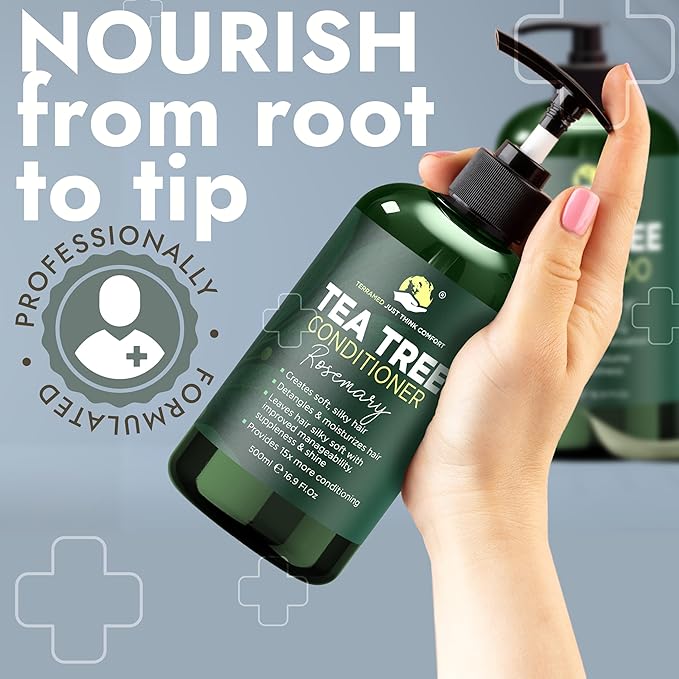 Rosemary Shampoo and Conditioner Set Infused with Tea Tree & Rosemary Oils for Scalp Relief and Hair Growth | Sulfate Free, Soothes Dry Scalp, Boosts Shine + Free Scalp Brush | 16.9 fl oz-VivaGrace Women