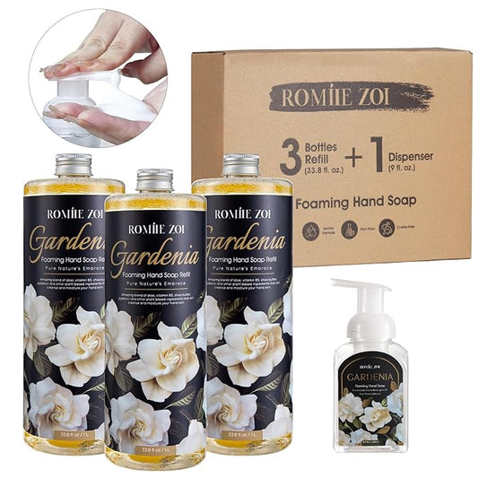Gardenia Foaming Hand Soap Refill Gift Set, Non-Toxic & Biodegradable, Sensitive Skin Friendly
