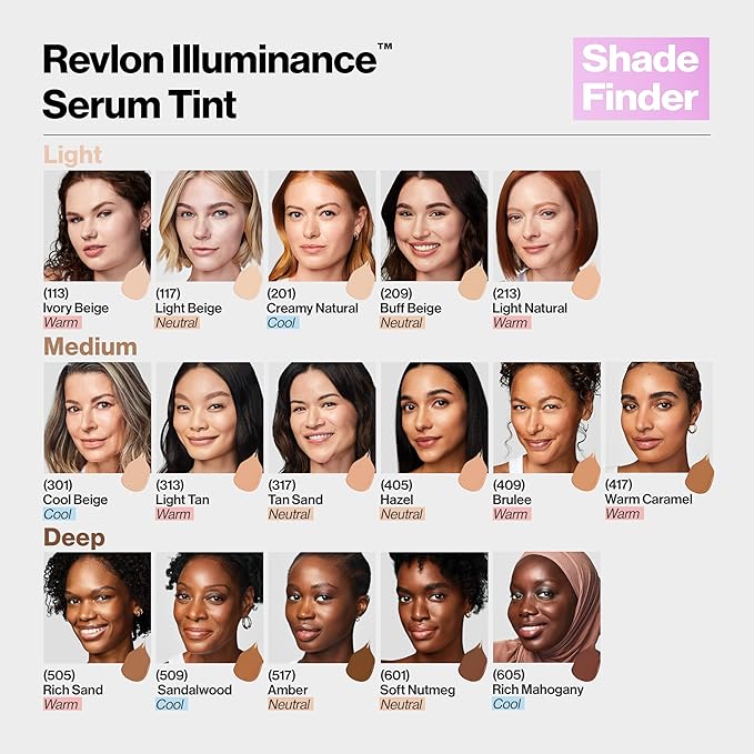 Revlon Illuminance Tinted Serum, Triple Hyaluronic Acid, Evens Out Skin Tone Over Time and Hydrates All Day, SPF 15, 405 Hazel, 0.94 fl oz.-VivaGrace Women