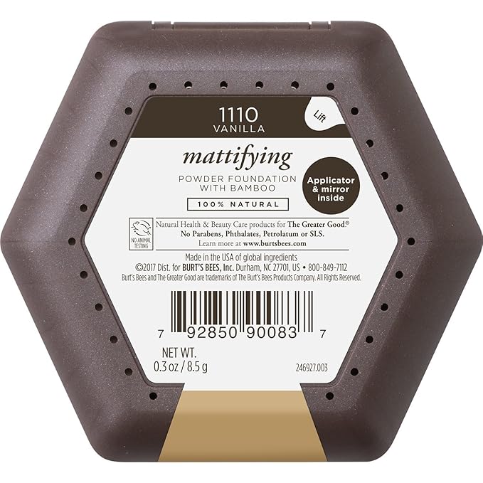 Burt’s Bees 100% Natural Origin Mattifying Powder Foundation, Vanilla, 0.3 Ounce, Packaging May Vary-VivaGrace Women