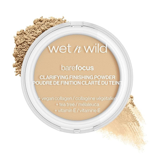 wet n wild Photo Focus Dewy Liquid Foundation Makeup Soft Beige & Bare Focus Clarifying Finishing Powder Light-Medium-VivaGrace Women