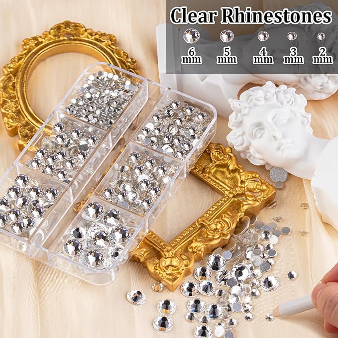 Colorful Face Gems for Makeup Set, Flatback Gorgeous AB+Clear+Mixed-colored Gem with Makeup Glue, Picker Pencil, Makeup Glue, Dual-End Dotting Tool, Tweezer for Eye Body Hair Make-up and Nail Art Deco-VivaGrace Women