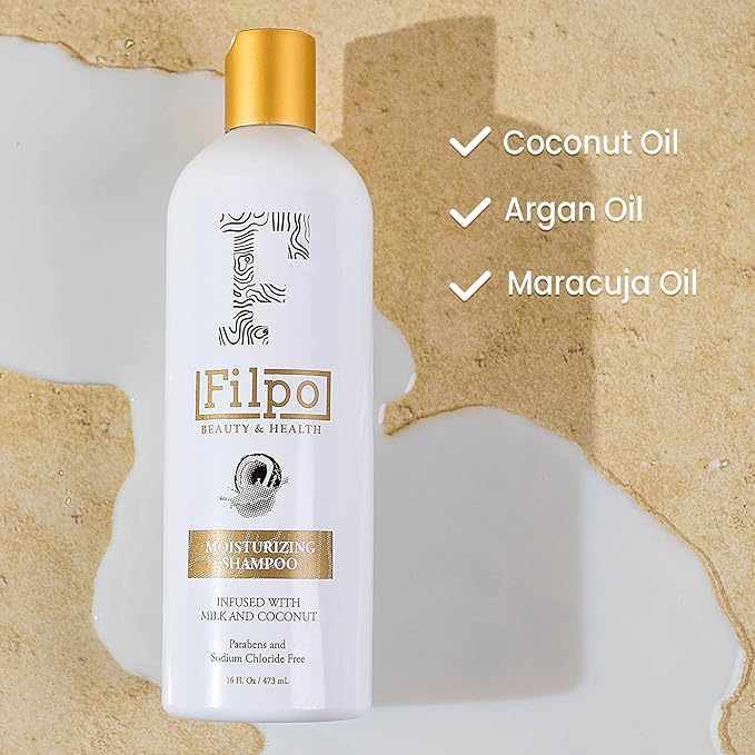 FILPO Coconut Milk Moisturizing Shampoo - Sulfate Free with Coconut Oil and Argan Oil, Clarifying for Natural and Curly Hair Care-VivaGrace Women