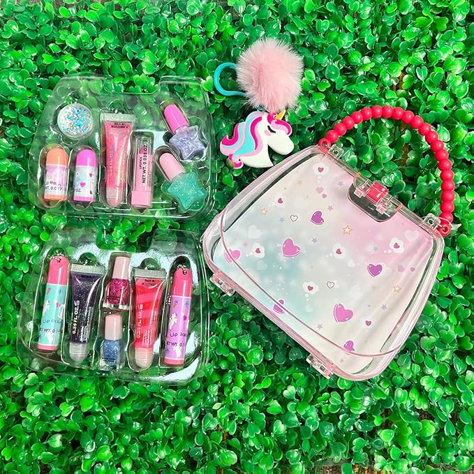 M&U 13Pcs Lip Balm and Nail Polish Gift Set for Kids Age 6-12, Abssorted Favors Moisturizing Lip Care Balm Tubes for Girls and Women, Washable Real Makeup Safe & Non-Toxic-VivaGrace Women