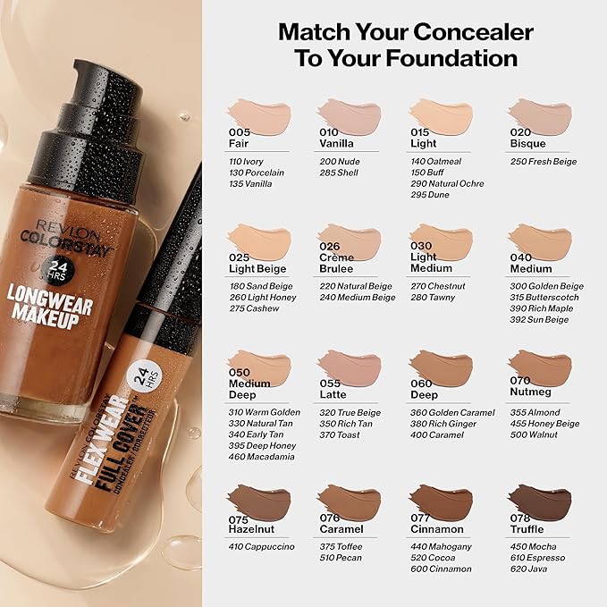 Revlon Liquid Foundation, ColorStay Face Makeup for Combination & Oily Skin, SPF 15, Medium-Full Coverage with Matte Finish, Almond (355), 1.0 oz-VivaGrace Women
