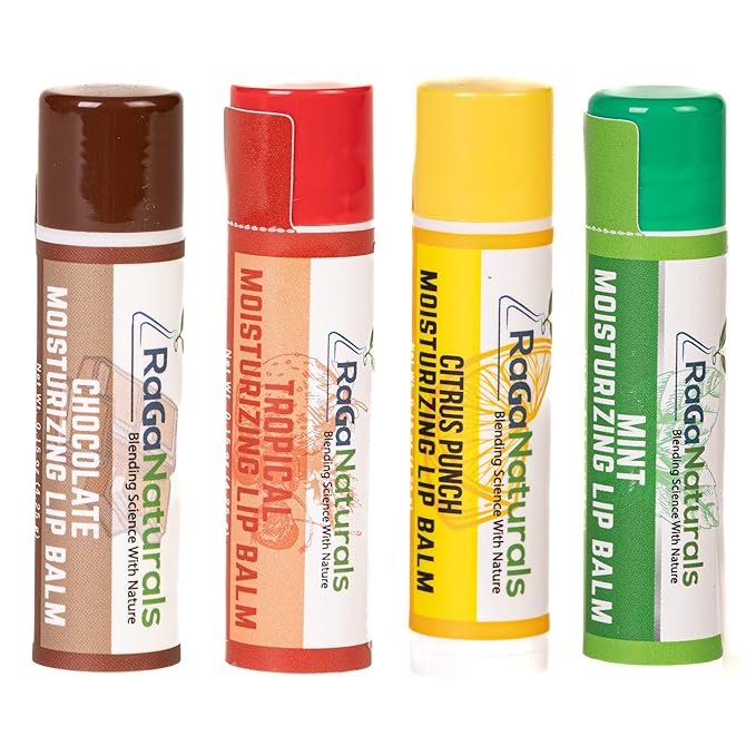 All Natural Chocolate, Lemon, Mint, Tropical Moisturizing Lip Balm, Original beeswax, Shea butter, Jojoba oil, Vitamin E and Love - 4 Tubes-VivaGrace Women