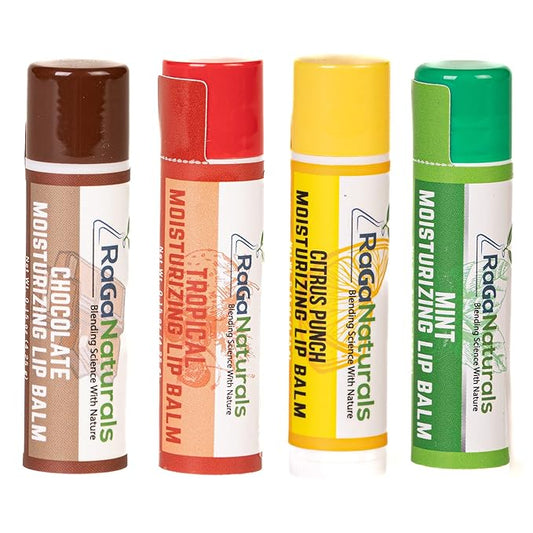 All Natural Chocolate, Lemon, Mint, Tropical Moisturizing Lip Balm, Original beeswax, Shea butter, Jojoba oil, Vitamin E and Love - 4 Tubes-VivaGrace Women