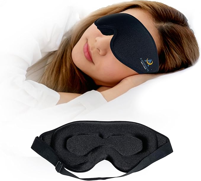3D Sleep Mask for Men Women | 100% Blackout, Zero Eye Pressure, Breathable Material | Comfortable Night Blindfold for Sleeping, Travel and Meditation (Black)-VivaGrace Women