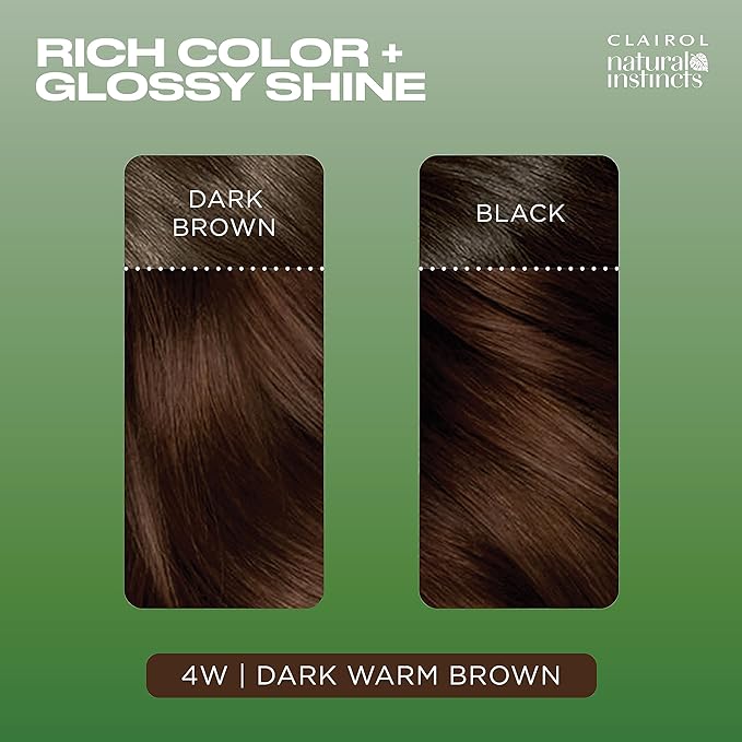 Clairol Natural Instincts Demi-Permanent Hair Dye, 4W Dark Warm Brown Hair Color, Pack of 3-VivaGrace Women