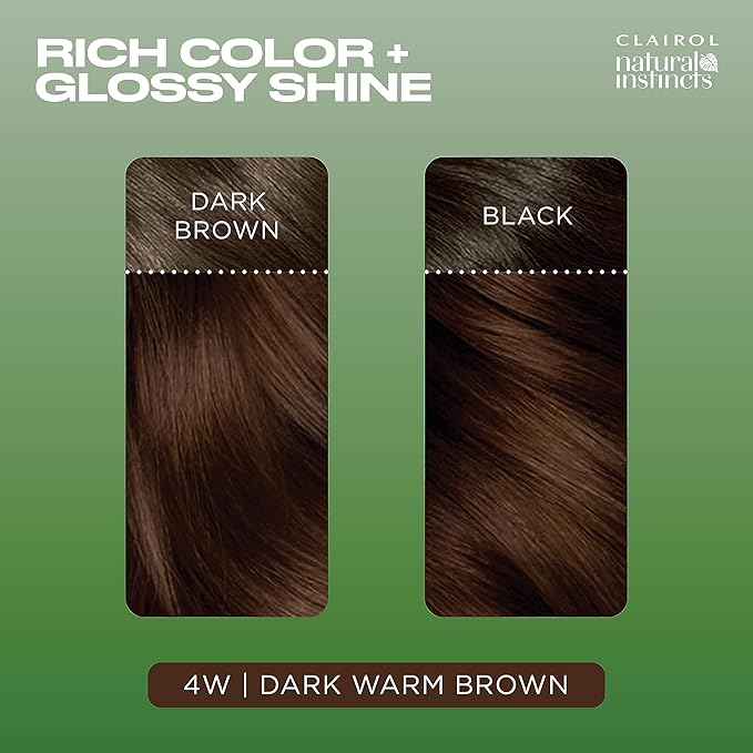 Clairol Natural Instincts Demi-Permanent Hair Dye, 4W Dark Warm Brown Hair Color, Pack of 1-VivaGrace Women