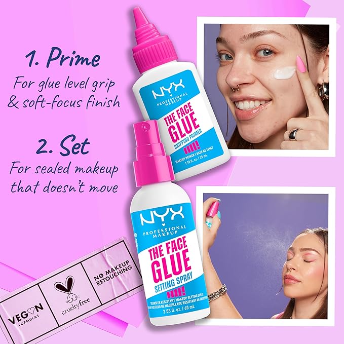 NYX PROFESSIONAL MAKEUP The Face Glue Gripping Primer, Hydrating Makeup Primer with Up To 24HR Wear, Vegan & Cruelty Free-VivaGrace Women