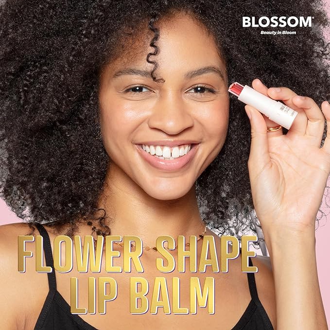 Blossom Double Take Flower Shaped Dual Tinted Moisturizing Lip Balm with Shea Butter, 0.13oz/3.6g, Pink Shimmer-VivaGrace Women